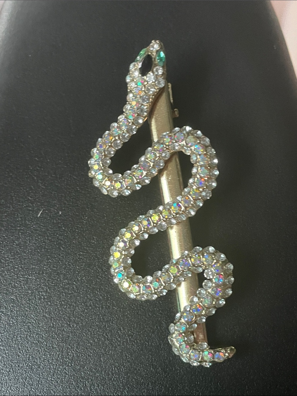 Crystal Snake Hair Clip - Sparkling rainbow Rhinestones